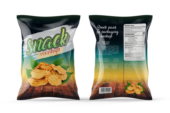 Snack or Potato Chips Packaging Bag Mockup