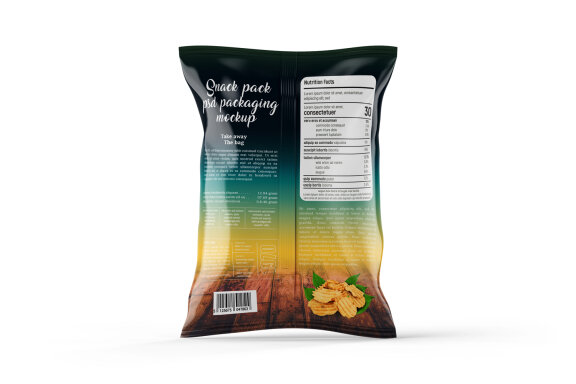 Snack or Potato Chips Packaging Bag Mockup