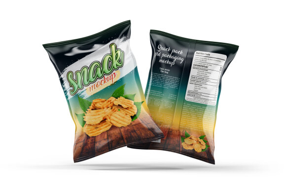 Snack or Potato Chips Packaging Bag Mockup