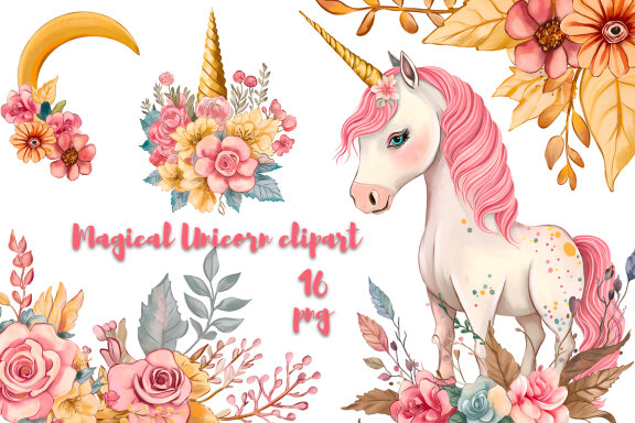 Cute Unicorn clipart, Unicorn clipart, birthday unicorn