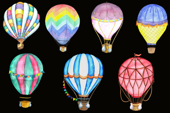 Watercolor Hot Air Balloons