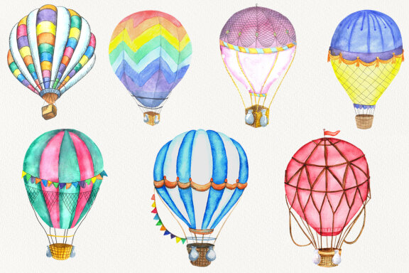 Watercolor Hot Air Balloons