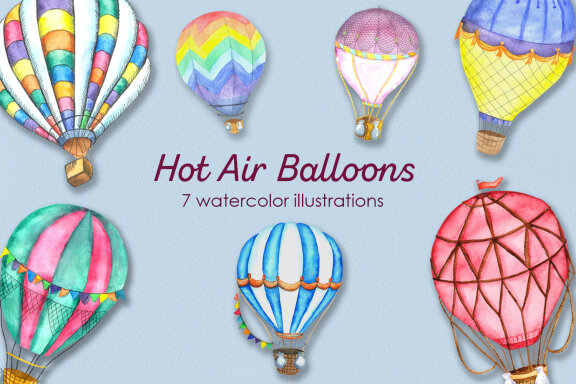Watercolor Hot Air Balloons