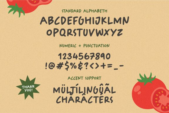 Tomatoes Cake a Cute Handbrushed Font