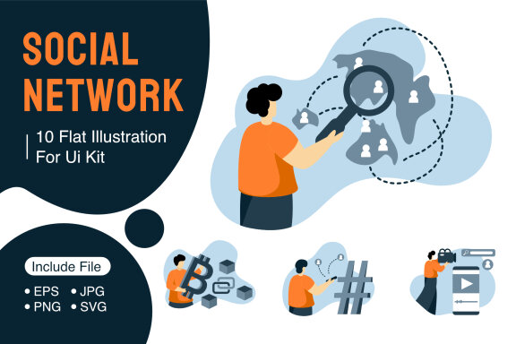 social network business Flat illustration