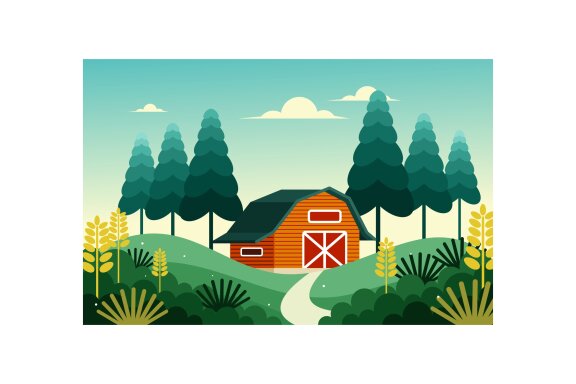 Barn in the countryside at sunrise - Free illustration