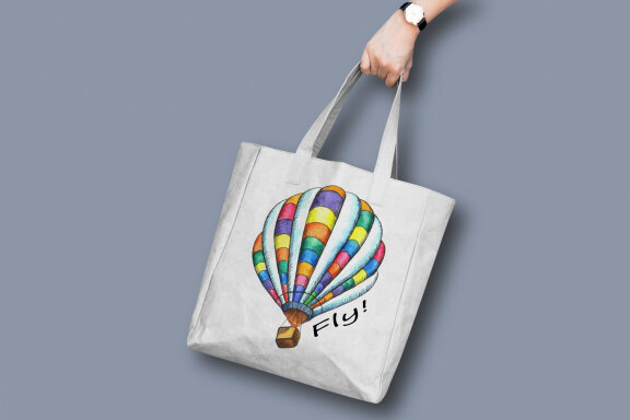 Fly! Watercolor Hot Air Balloon PNG Sublimation
