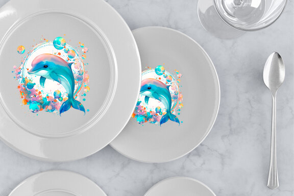 Dolphin. Sea life sublimation. Design for printing