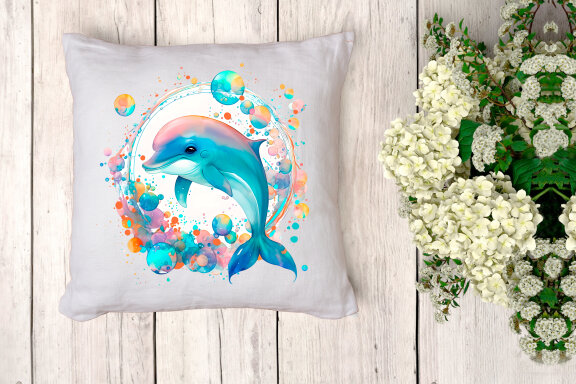 Dolphin. Sea life sublimation. Design for printing