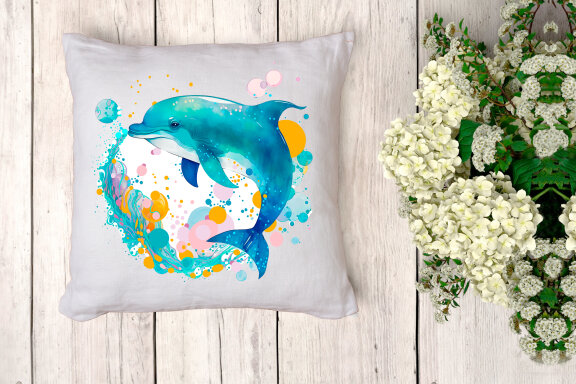 Cute dolphin. Sea life sublimation. Design for printing