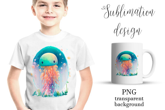 Sea Jellyfish Sublimation PNG Design
