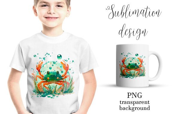  Sea crab Sublimation PNG Design, Ocean Life