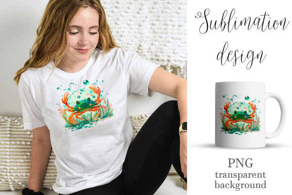  Sea crab Sublimation PNG Design, Ocean Life