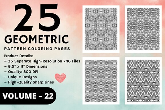 KDP Geometric pattern coloring pages Volume –22