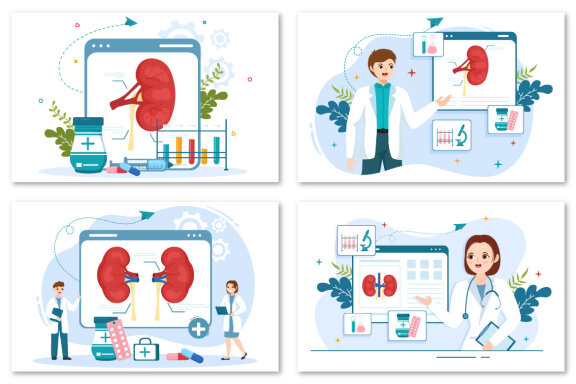 12 Nephrologist Vector Illustration