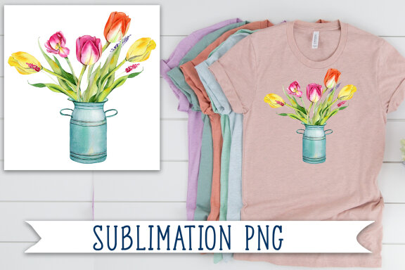 Cute Easter Watercolor Clipart, bunny, eggs, tulips