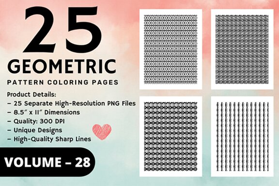 KDP Geometric pattern coloring pages Volume –28
