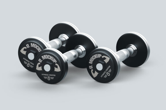 Realistic Metallic Gym Dumbbell PSD Mockup