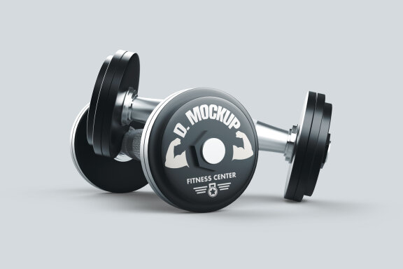 Realistic Metallic Gym Dumbbell PSD Mockup