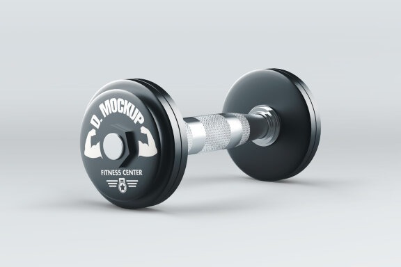 Realistic Metallic Gym Dumbbell PSD Mockup