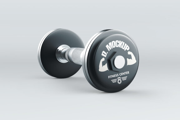 Realistic Metallic Gym Dumbbell PSD Mockup