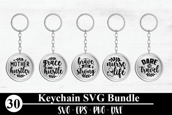 Motivation Keychain SVG Bundle, Round Keychain Design