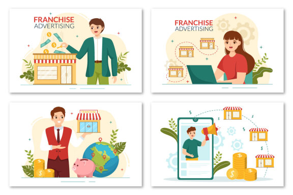 12 Franchise Advertising Business Illustration