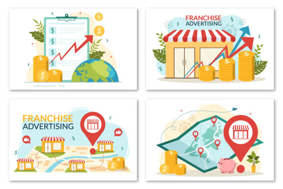 12 Franchise Advertising Business Illustration