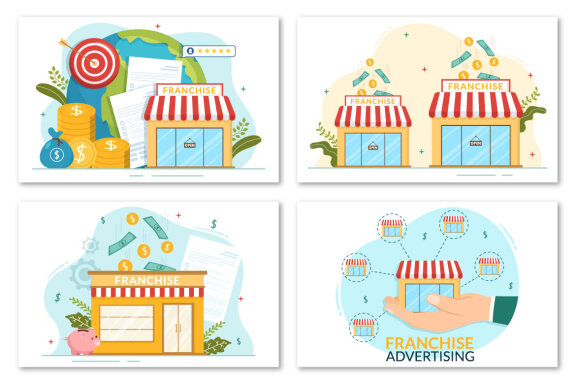 12 Franchise Advertising Business Illustration