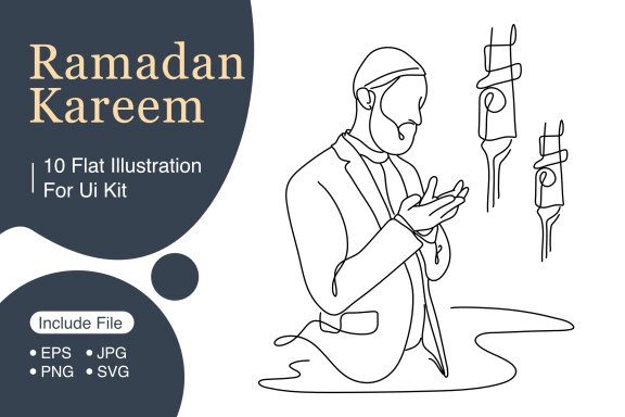 Celebrate Ramadan Linear Illustrations