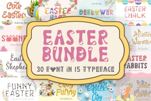 Easter Font Bundle - 15 Fonts