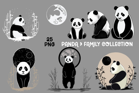 Clipart Panda & Family. Animals Collection