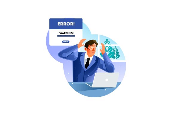 Office men feel stressed looking laptop errors