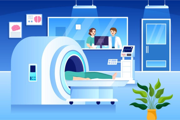 14 MRI or Magnetic Resonance Imaging Illustration
