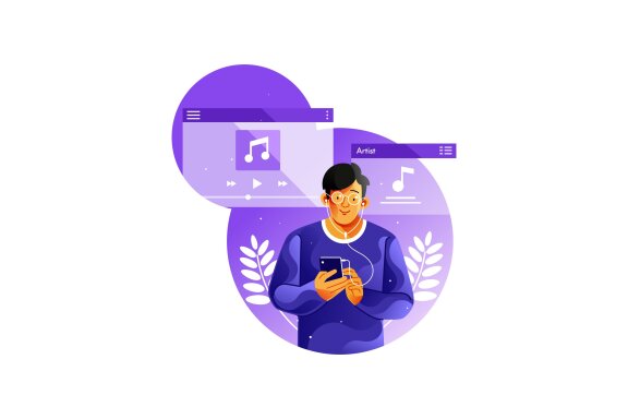 Listening music from smartphone with earphone