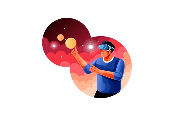 Man using a virtual reality VR headset