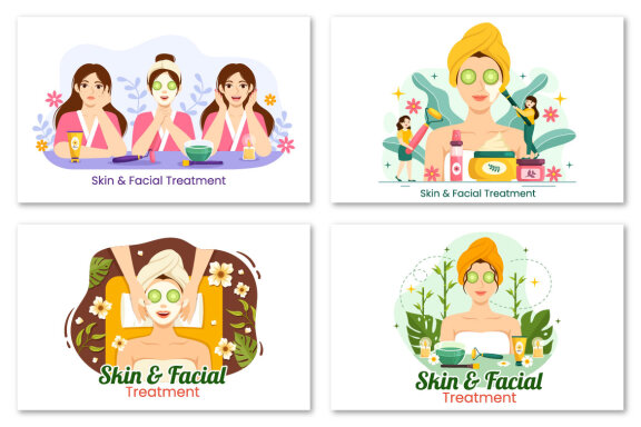 12 Facial and Skin Treatment Illustration