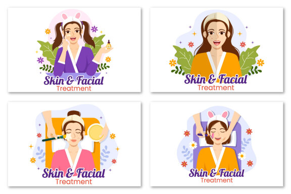 12 Facial and Skin Treatment Illustration
