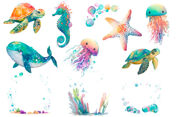 Underwater world,  sea clipart, summer clipart