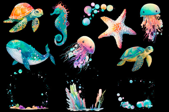 Underwater world,  sea clipart, summer clipart