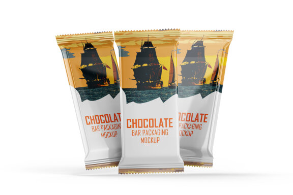Glossy Chocolate Bar Package Mockup PSD Editable Template