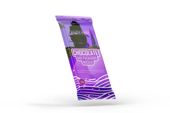 Glossy Chocolate Bar Package Mockup PSD Editable Template