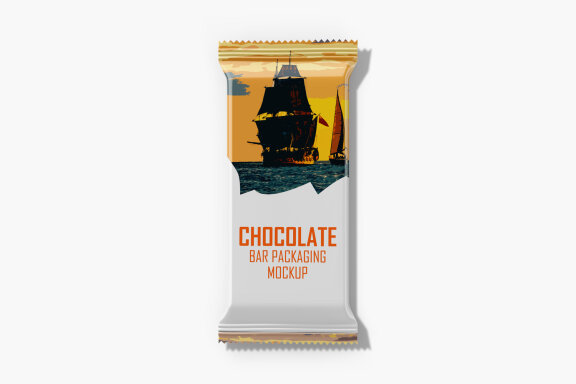 Glossy Chocolate Bar Package Mockup PSD Editable Template