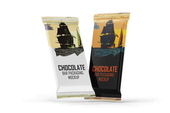 Glossy Chocolate Bar Package Mockup PSD Editable Template