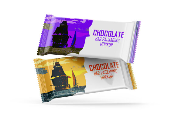 Glossy Chocolate Bar Package Mockup PSD Editable Template