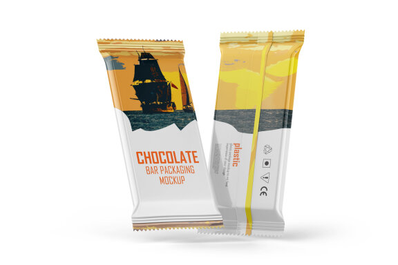 Glossy Chocolate Bar Package Mockup PSD Editable Template