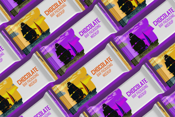 Glossy Chocolate Bar Package Mockup PSD Editable Template