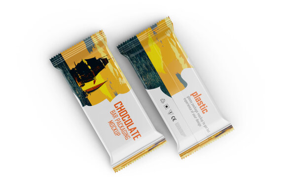 Glossy Chocolate Bar Package Mockup PSD Editable Template