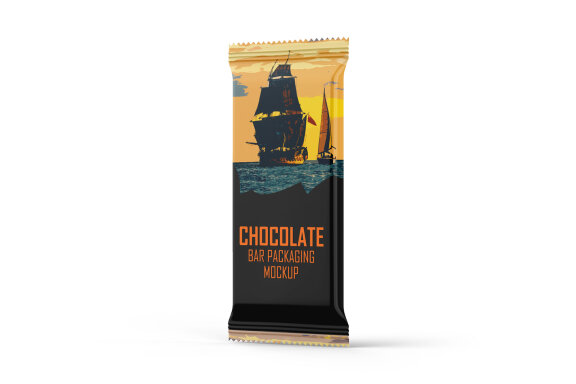 Glossy Chocolate Bar Package Mockup PSD Editable Template
