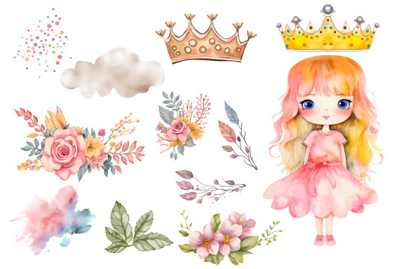 Chibi girl cute princess in crown